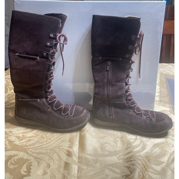 Timberland Womens Boots Sz 8M Moorland Hollace Leather Upper & Lining Brown Tall - Picture 1 of 13